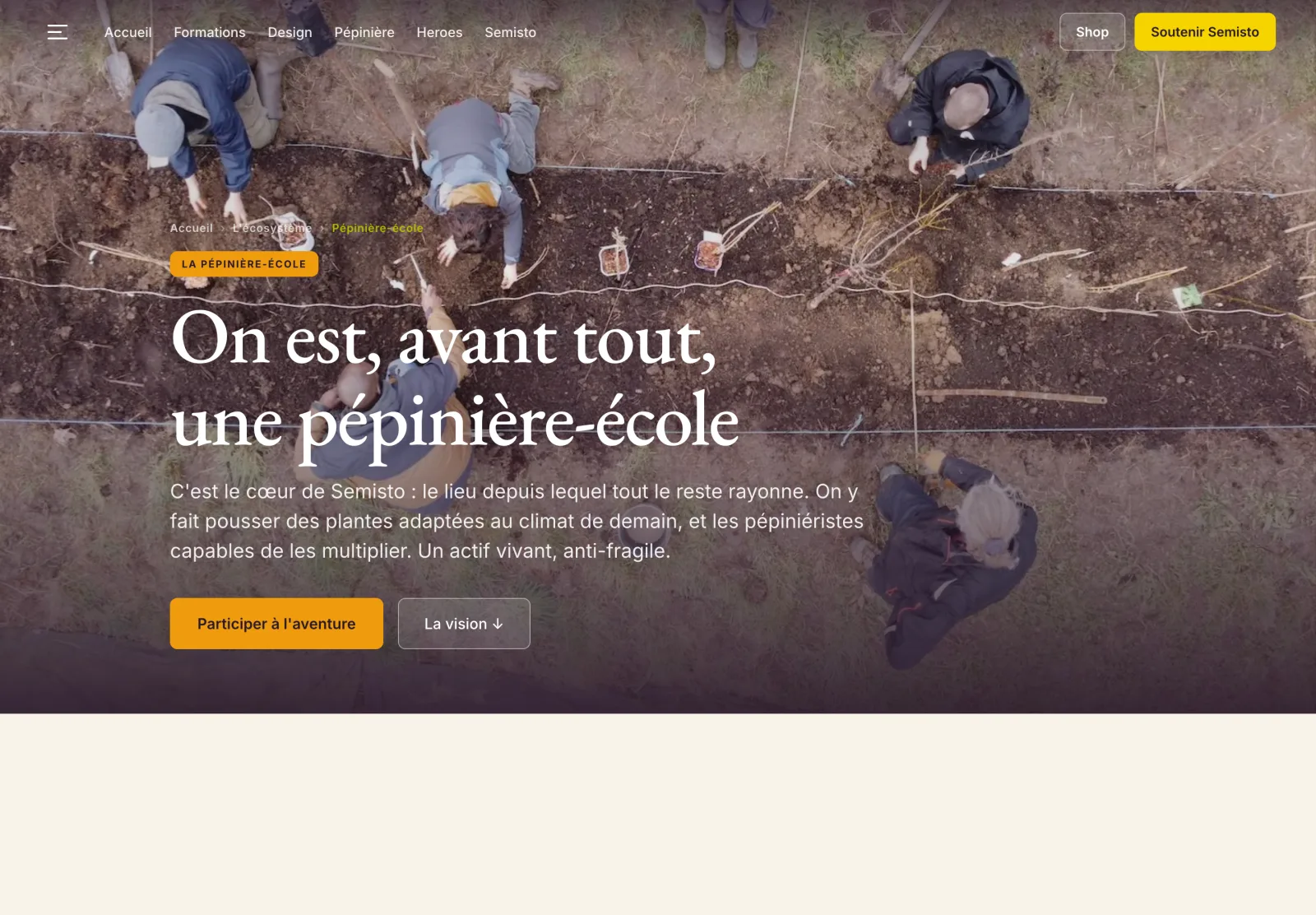 Page de la pépinière-école : « On est, avant tout, une pépinière-école »