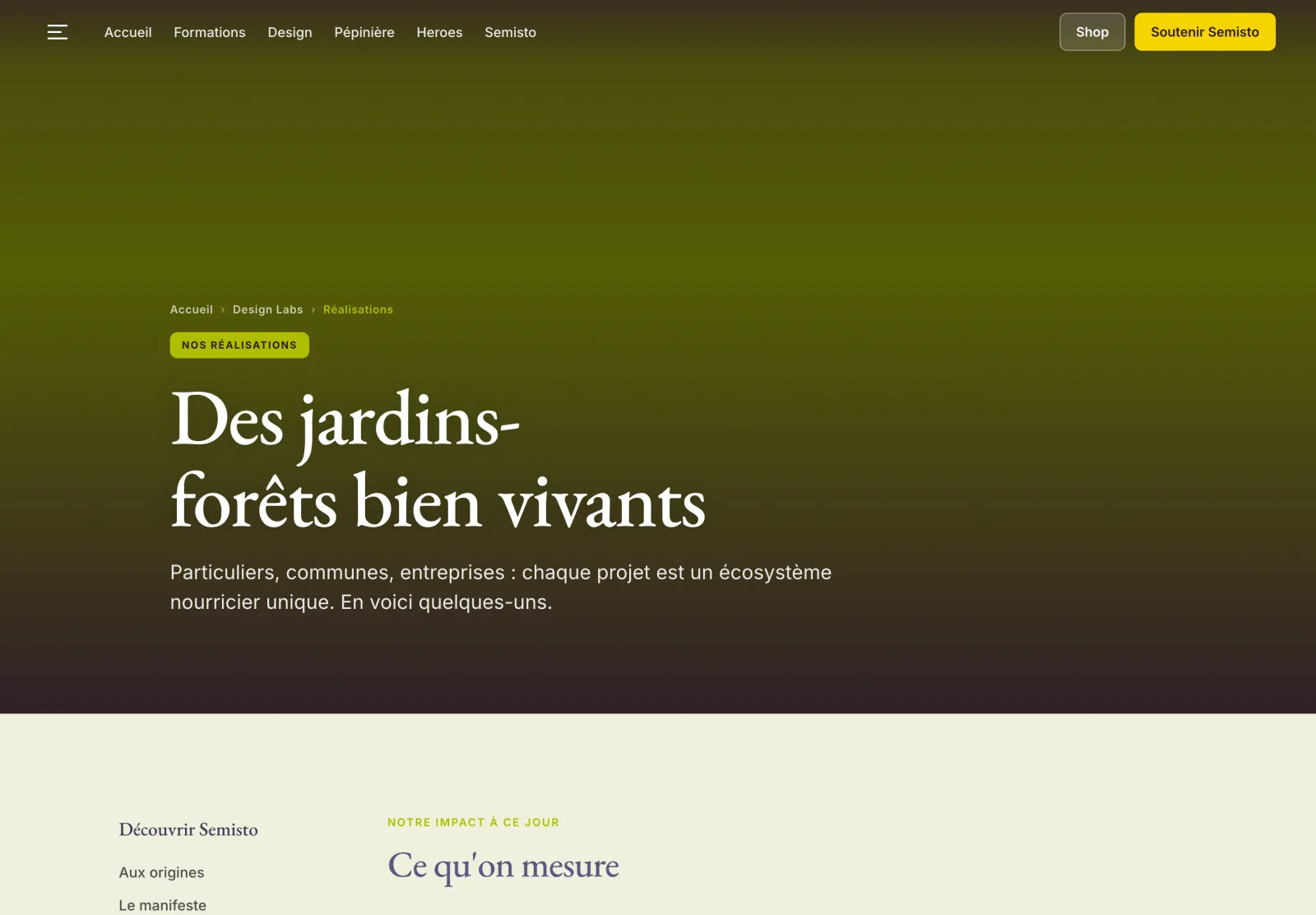 Page des réalisations : « Des jardins-forêts bien vivants »