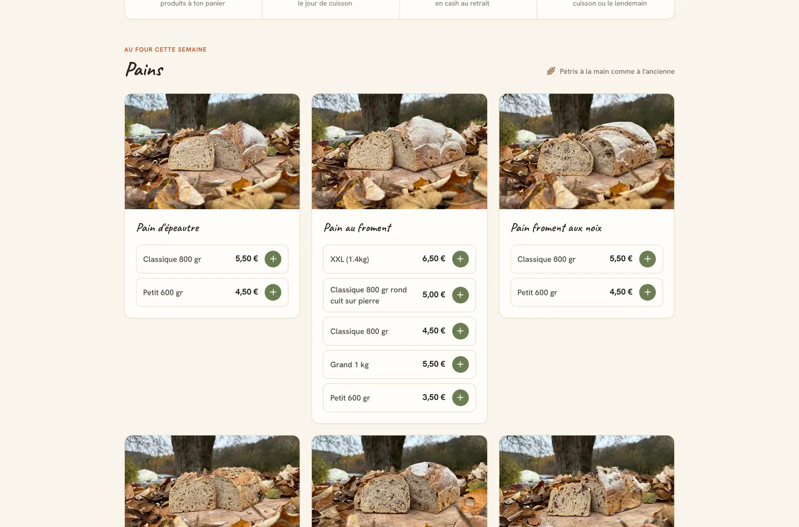 Bread catalogue with photos, variants and prices